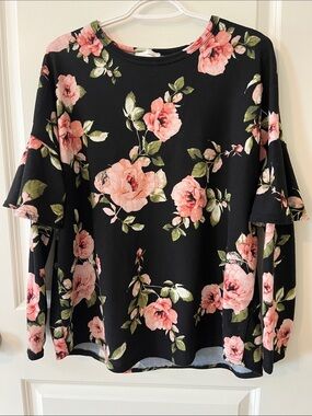 Women's Black Floral Blouse